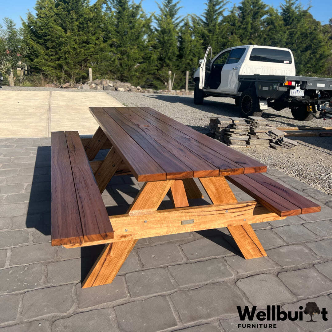Outdoor hardwood picnic tables for sale