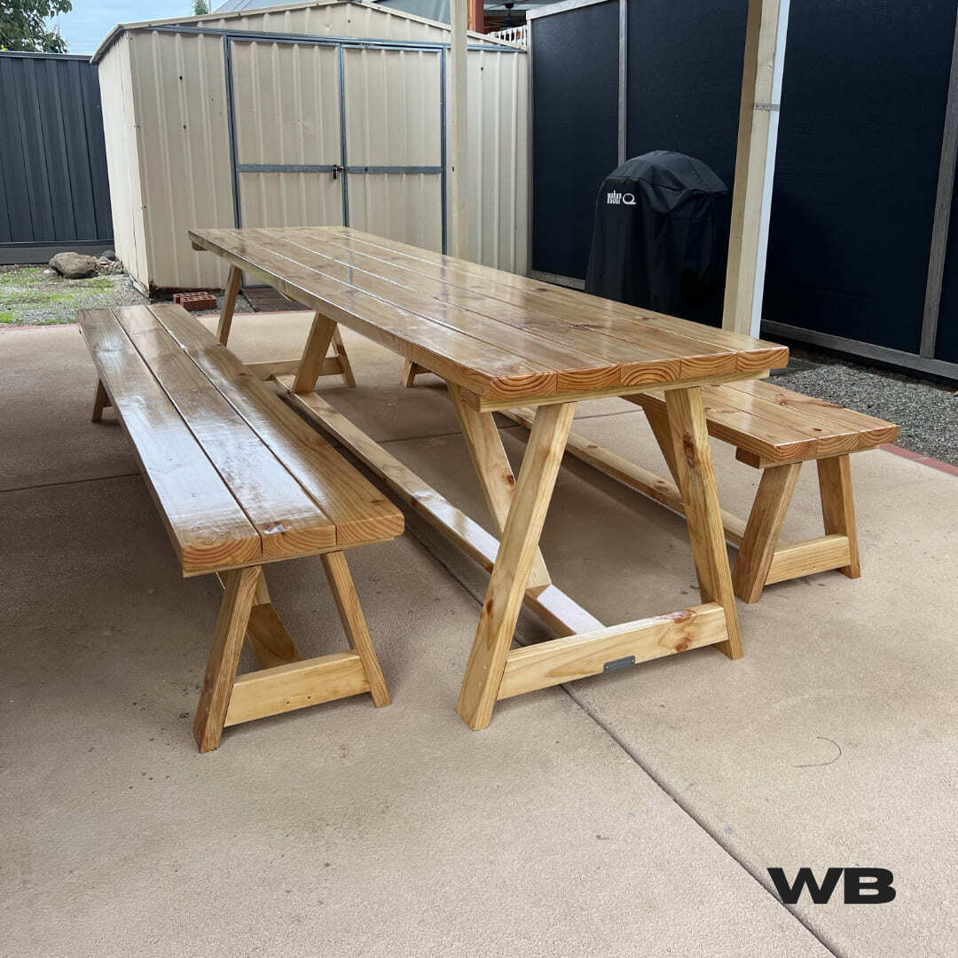 2.4m solid outdoor patio table set