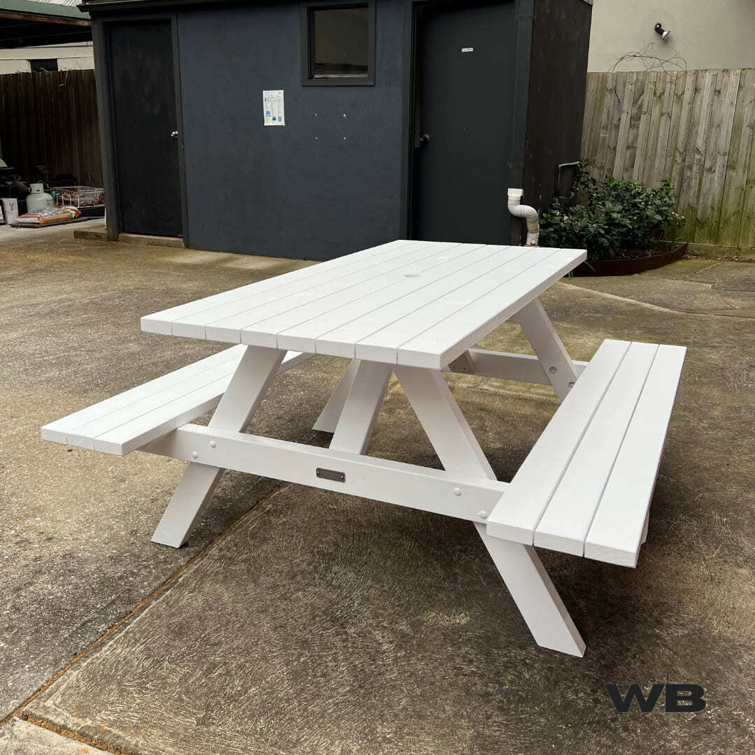 1.5m classic treated pine picnic bench table full white