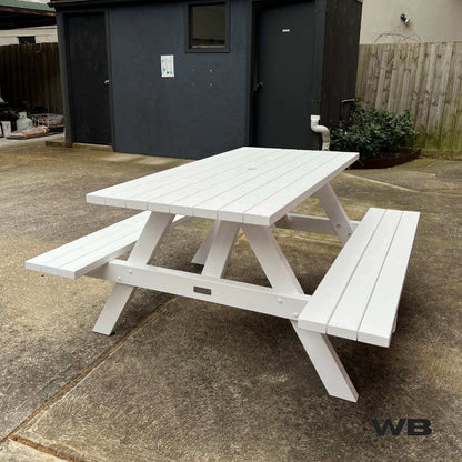 1.5m classic treated pine picnic bench table full white