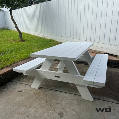 1.5m white picnic bench table