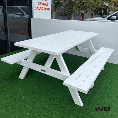 1.8m classic treated pine picnic bench table full white