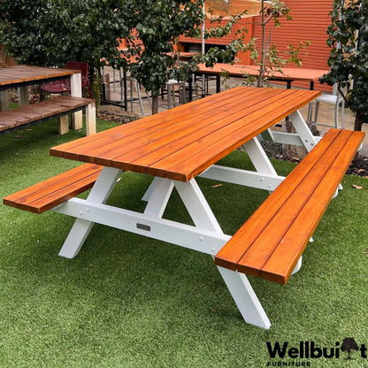 Merbau And White Garden Picnic Tables