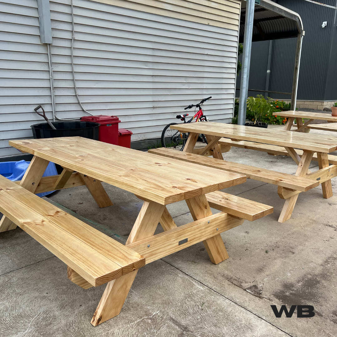 2.1m solid timber picnic table
