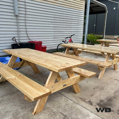 2.1m solid timber picnic table