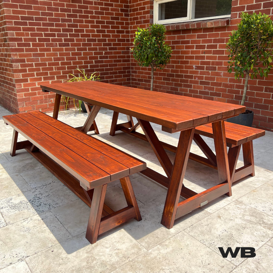 2.4m solid hampton outdoor dining table