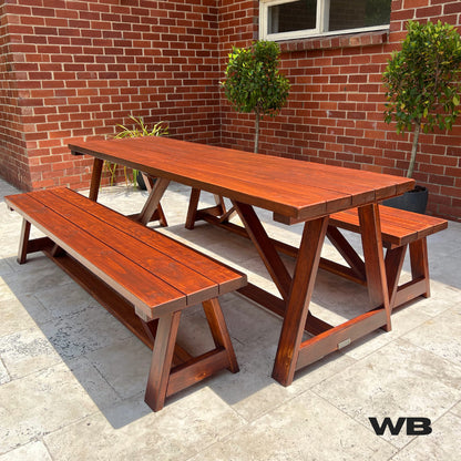 2.4m solid hampton outdoor dining table