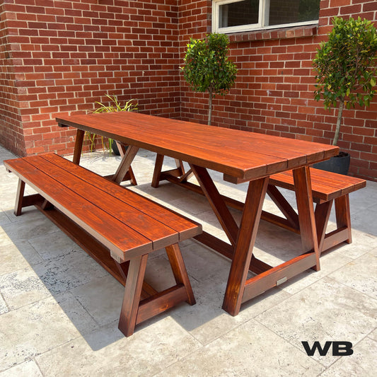 2.4m solid hampton outdoor dining table
