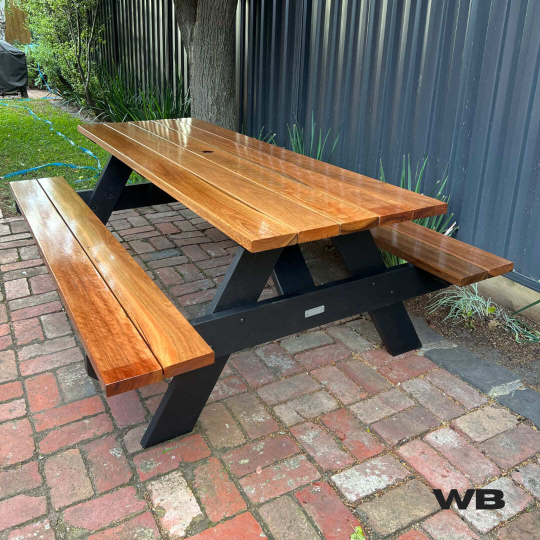 2.4m spotted gum hardwood picnic table