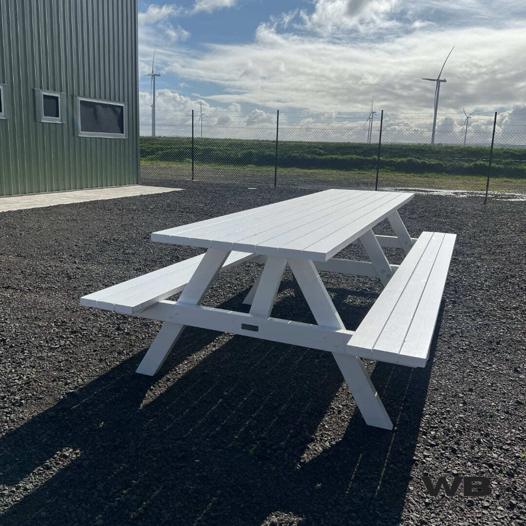 3m classic treated pine picnic table full white